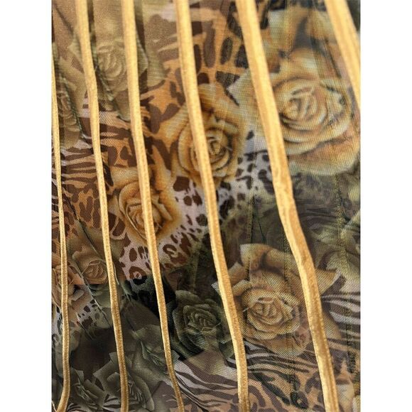 MODELLA Pleated Sleeveless Gold/ Multi-Color Print Overlay Midi Dress Size L - Picture 15 of 16